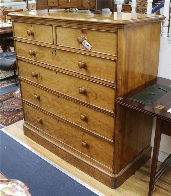 A Victorian satin walnut chest of drawers W.123cm